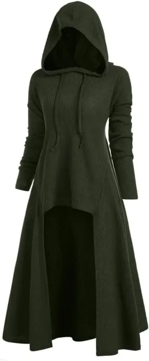 RMXEi Womens Fashion Hooded Plus Size Vintage Cloak High Low Sweater Blouse Tops