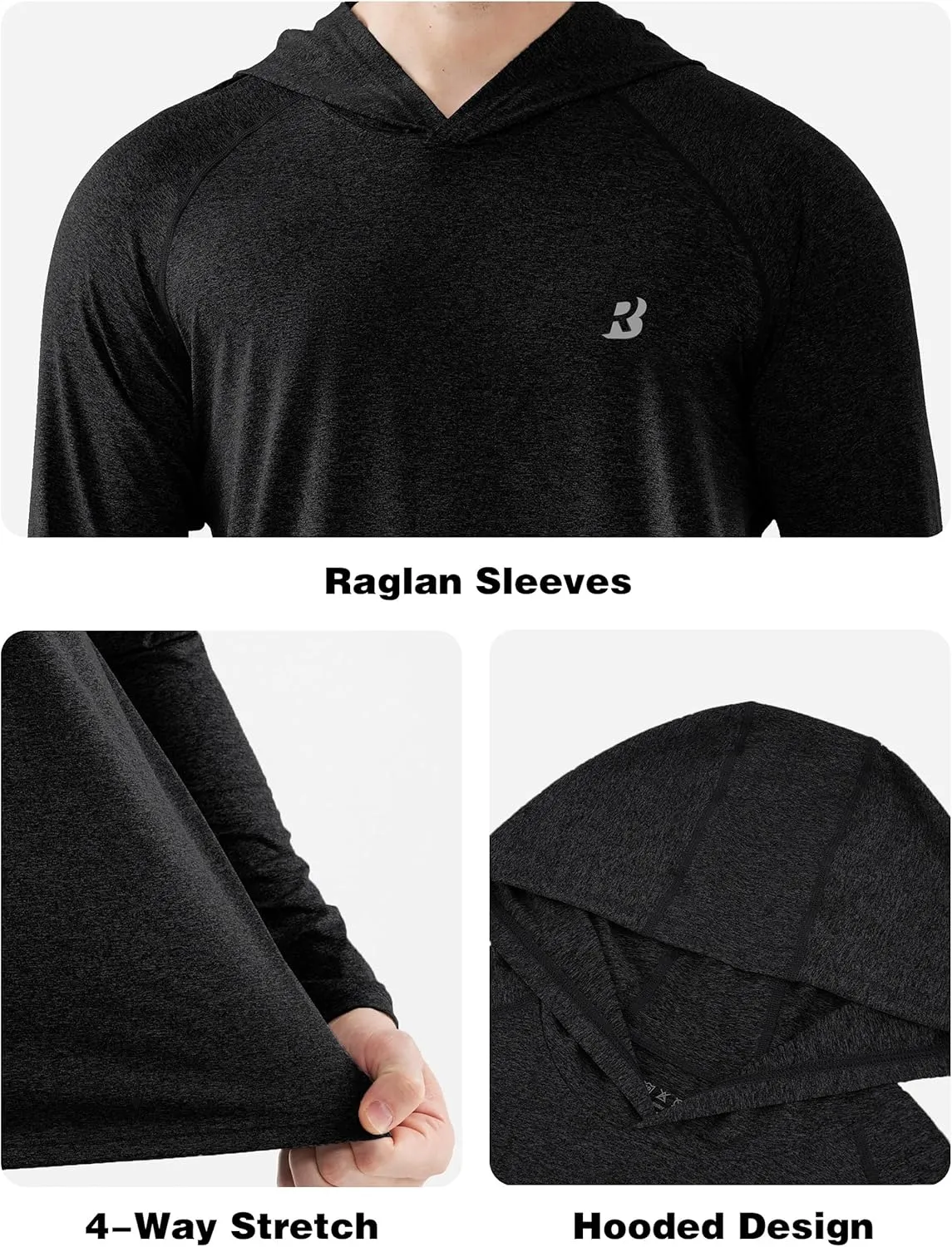 Roadbox Men's UPF 50  Fishing Shirts, Long Sleeve UV Sun Protection SPF Hoodie, Quick Dry Swim Rash Guard for Outdoor Hiking