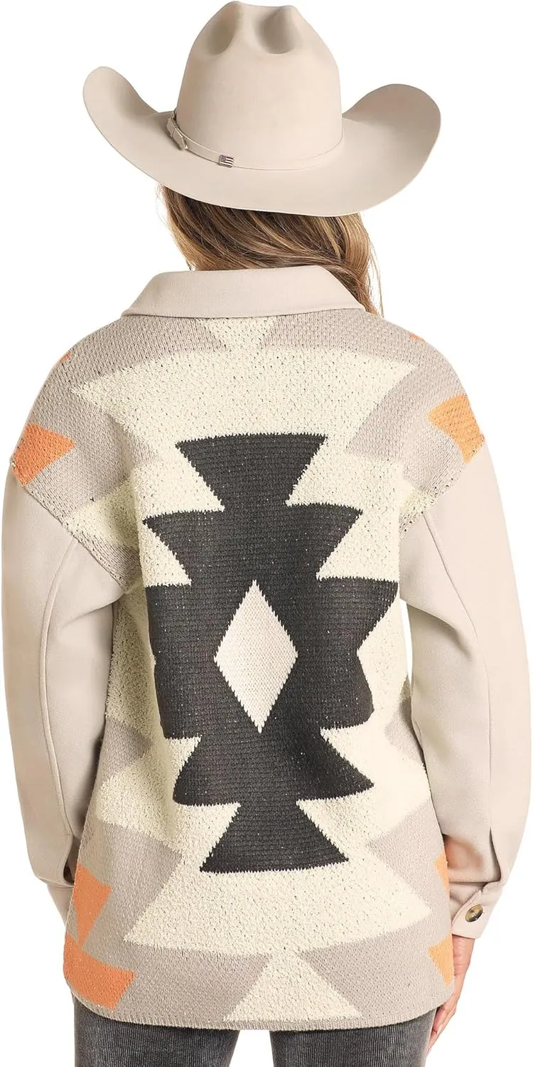 Rock & Roll Denim Women's Aztec Knit Shirt Jacket