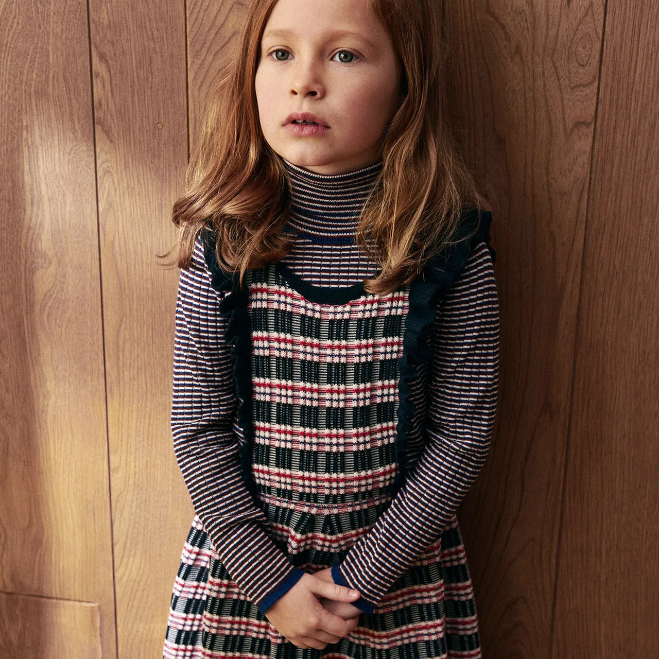 Rollneck Rib Sweater - 100% Merino - Ecru/Clay/Pond (2-12y )