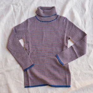 Rollneck Rib Sweater - 100% Merino - Ecru/Clay/Pond (2-12y )