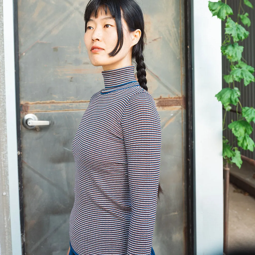 Rollneck Rib Sweater - 100% Merino - Ecru/Clay/Pond (2-12y )