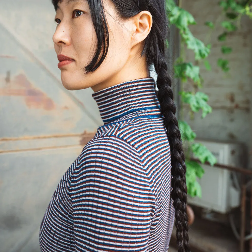 Rollneck Rib Sweater - 100% Merino - Ecru/Clay/Pond (2-12y )