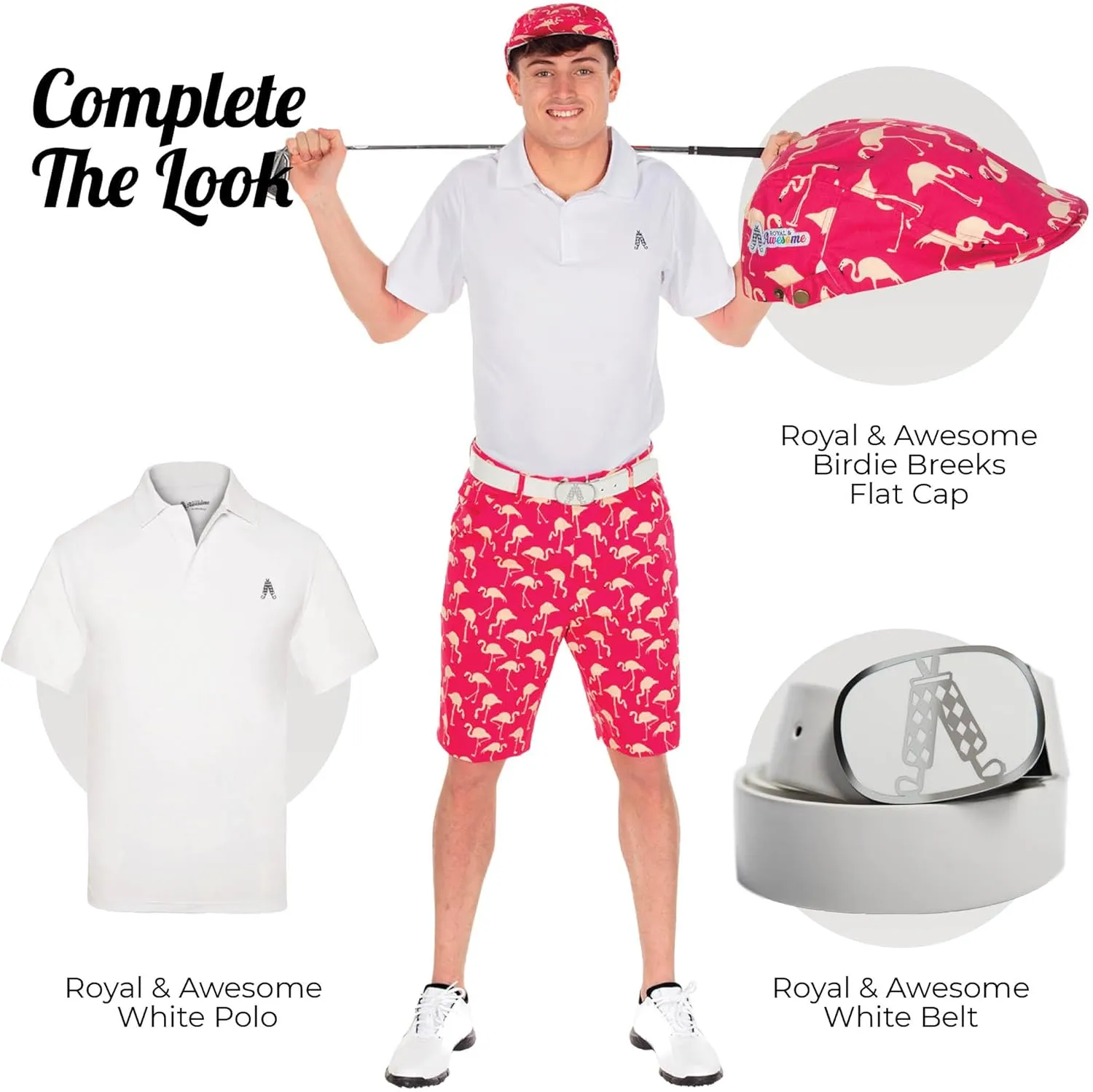 Royal & Awesome Mens Golf Shorts, Crazy Golf Shorts For Men, Plaid Shorts Men - Golf Tool Included