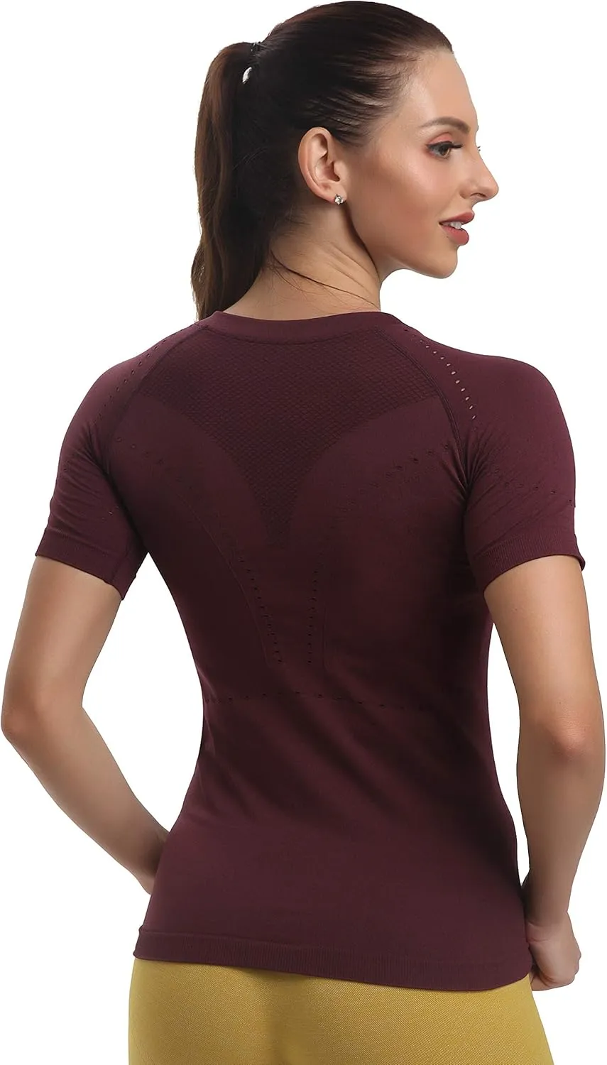 RUNNING GIRL Seamless Workout Shirts for WomenShort Sleeve T-Shirt Stretch Tees Quick Dry Gym Athletic Tops