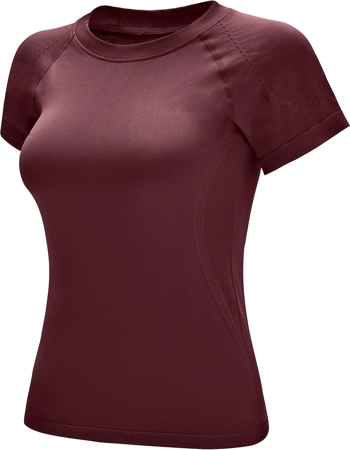 RUNNING GIRL Seamless Workout Shirts for WomenShort Sleeve T-Shirt Stretch Tees Quick Dry Gym Athletic Tops