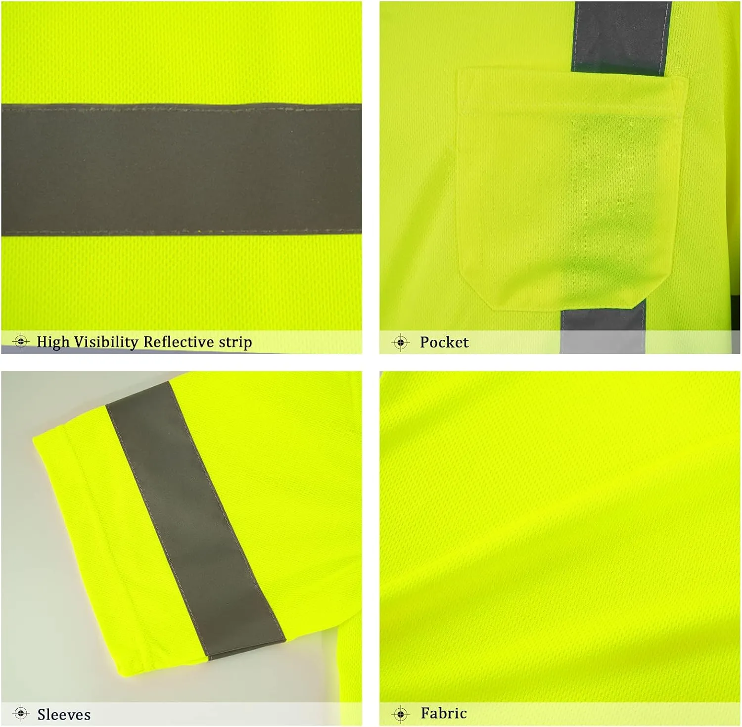 Safety Shirt short Sleeve High Visibility Reflective Breathable T Shirt for Work Warehouse Construction Class 3