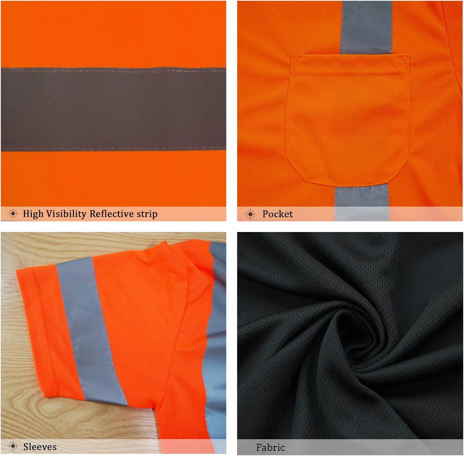 Safety Shirt short Sleeve High Visibility Reflective Breathable T Shirt for Work Warehouse Construction Class 3