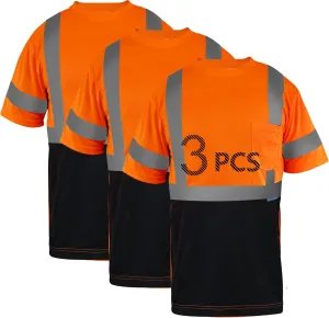 Safety Shirt short Sleeve High Visibility Reflective Breathable T Shirt for Work Warehouse Construction Class 3