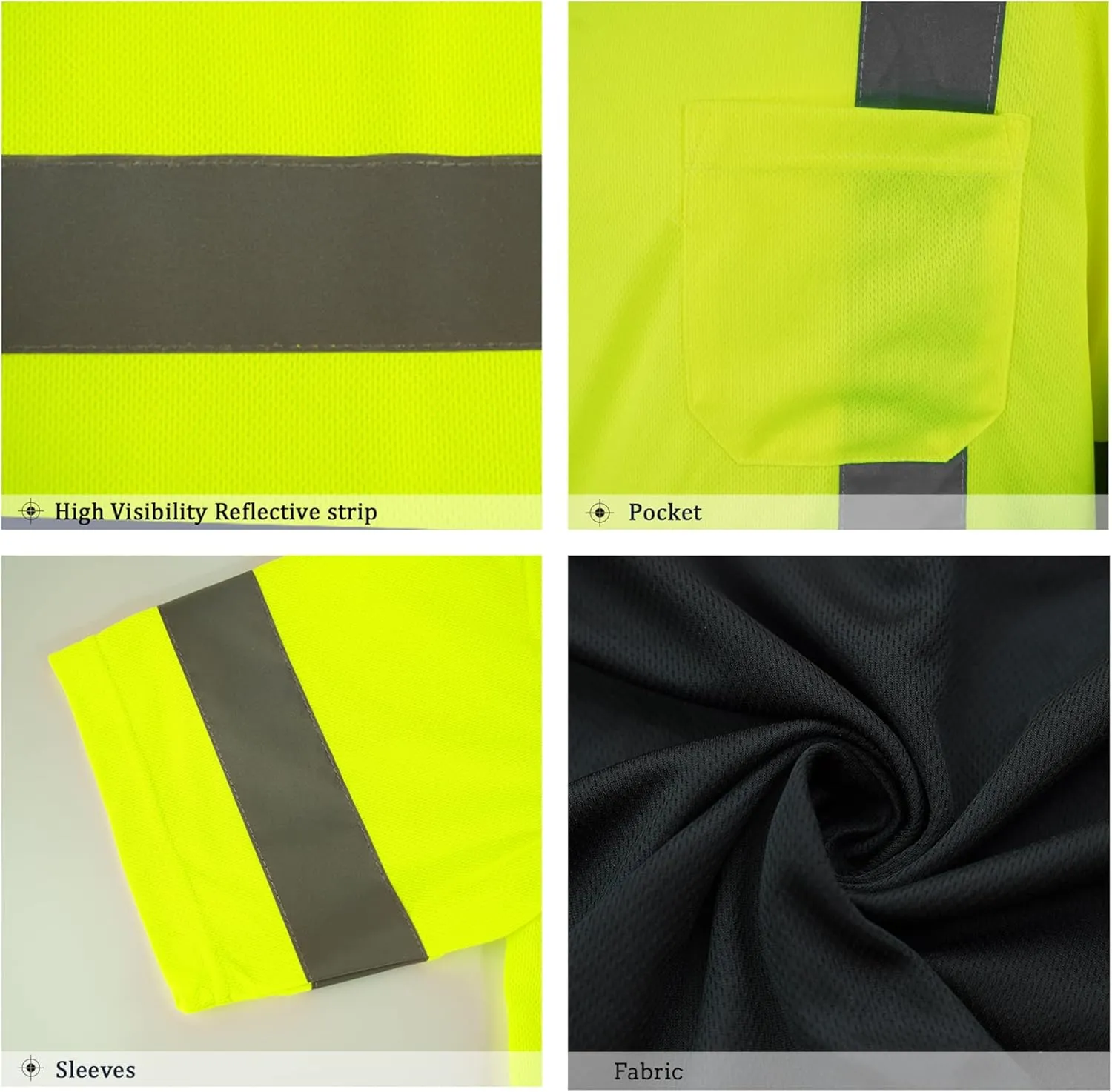 Safety Shirt short Sleeve High Visibility Reflective Breathable T Shirt for Work Warehouse Construction Class 3