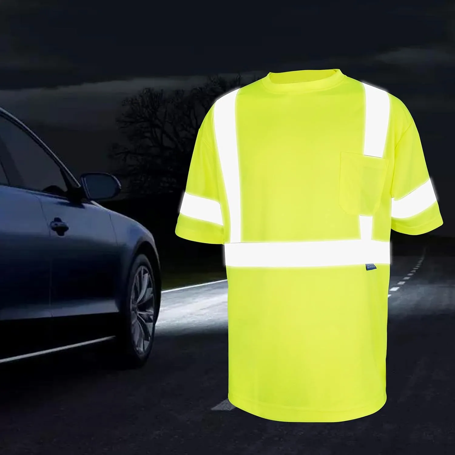 Safety Shirt short Sleeve High Visibility Reflective Breathable T Shirt for Work Warehouse Construction Class 3