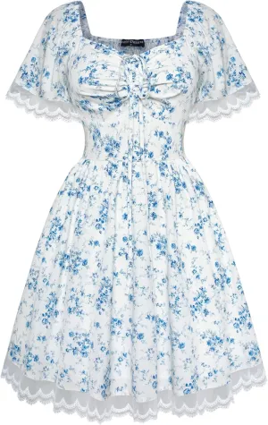 Scarlet Darkness Corset Dress for Women Floral Dresses Cottagecore Dress with Pockets