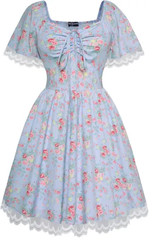 Scarlet Darkness Corset Dress for Women Floral Dresses Cottagecore Dress with Pockets