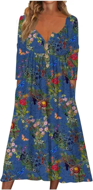 SGASY Plus Size Casual Loose Dresses for Curvy Women 2024 Summer Short Sleeve Shift Flowy Midi Dress with Pockets