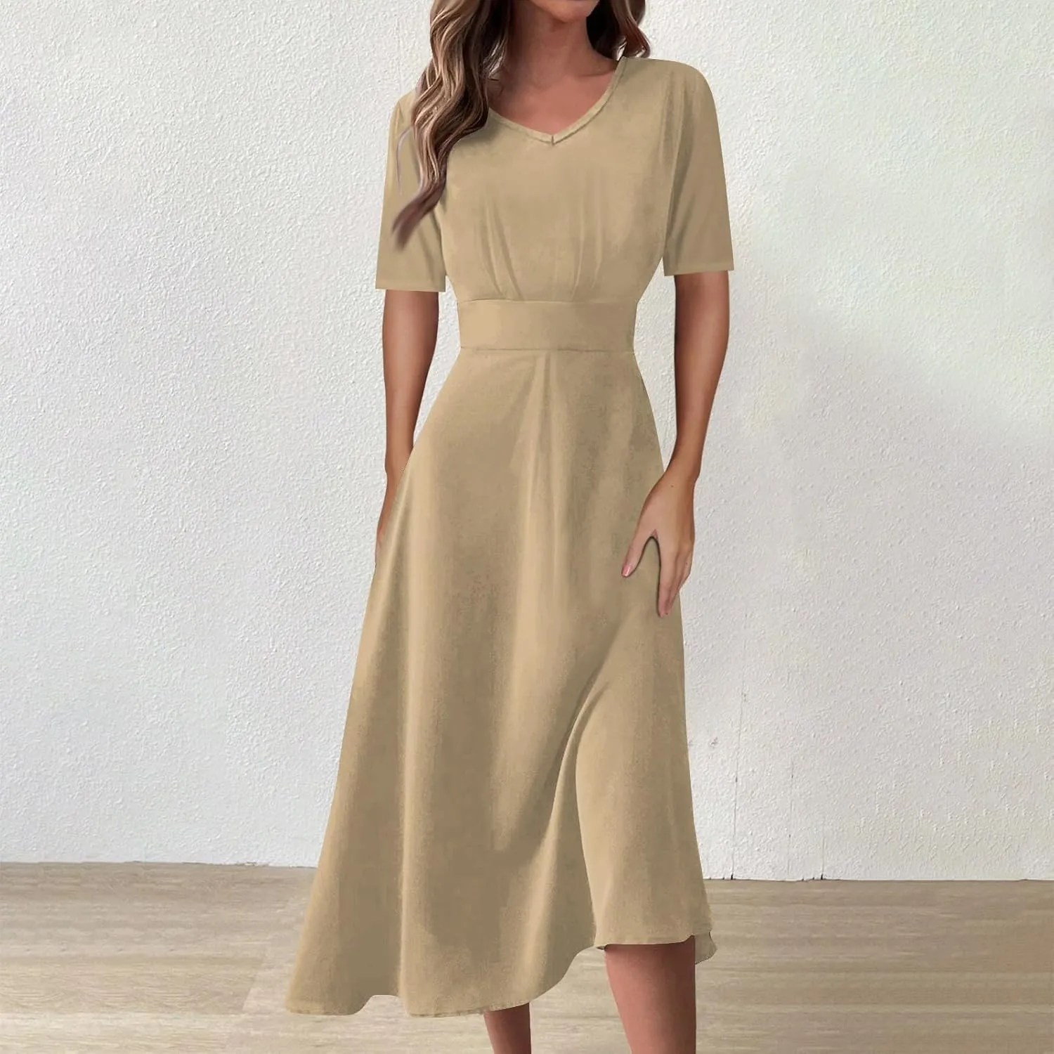 Shirt Dresses for Women 2024 Short Sleeve V Neck Tunic Dress Plus Size Casual Dresses Long Flowy Dresses for Women