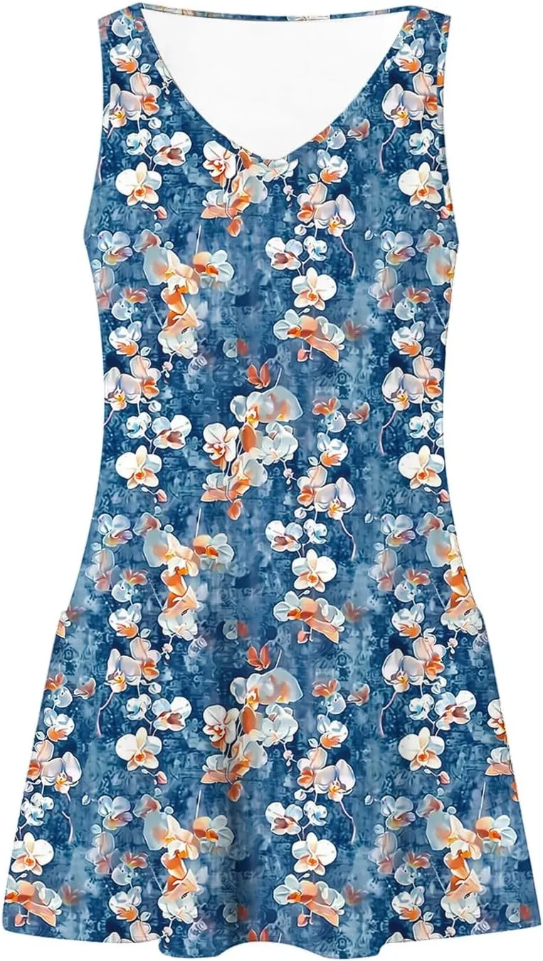 Sleeveless Boho Sundress for Women Summer Vacation Beach Sun Dresses Trendy Floral Print Tank Mini Dress 2025 New
