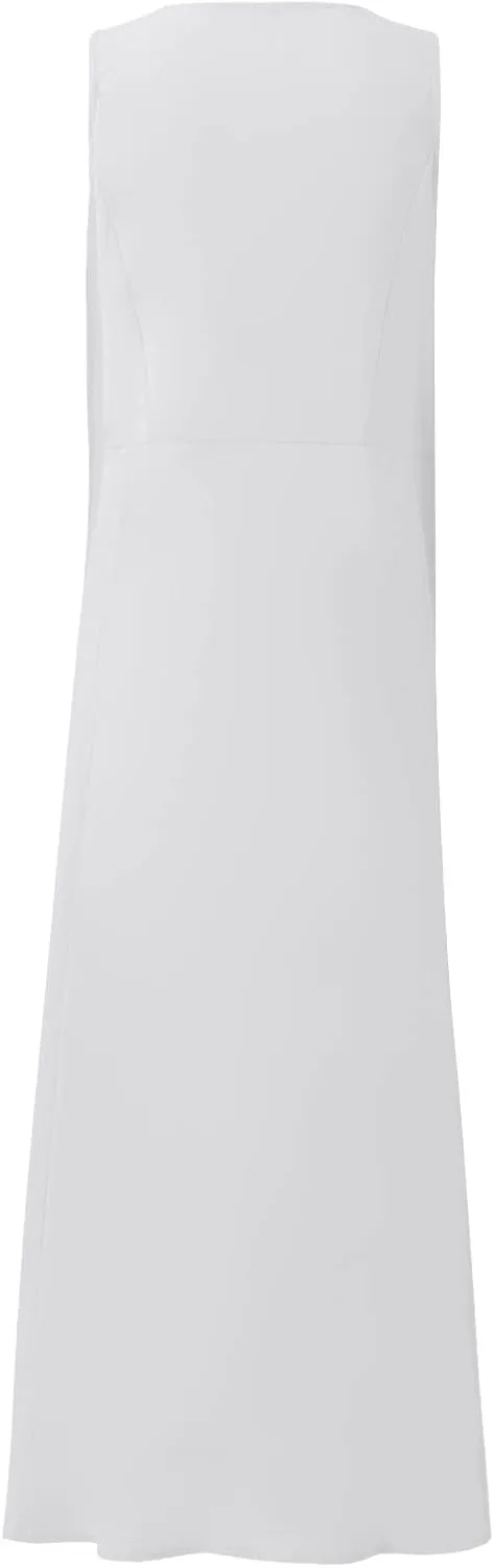 Sleeveless Dress for Women Casual Cute Maxi Sundresses Midi Length Plain Plus Size Linen House Tank Dresses with Pockets