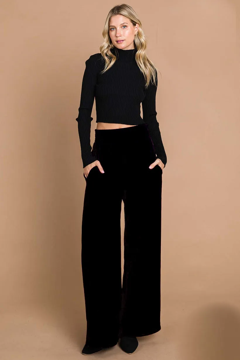 Smocked Waist Air Flow Pants - Black