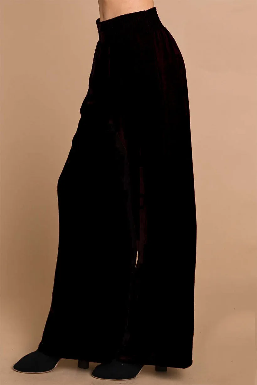 Smocked Waist Air Flow Pants - Black