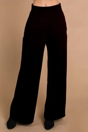 Smocked Waist Air Flow Pants - Black Smocked Waist Air Flow Pants - Black