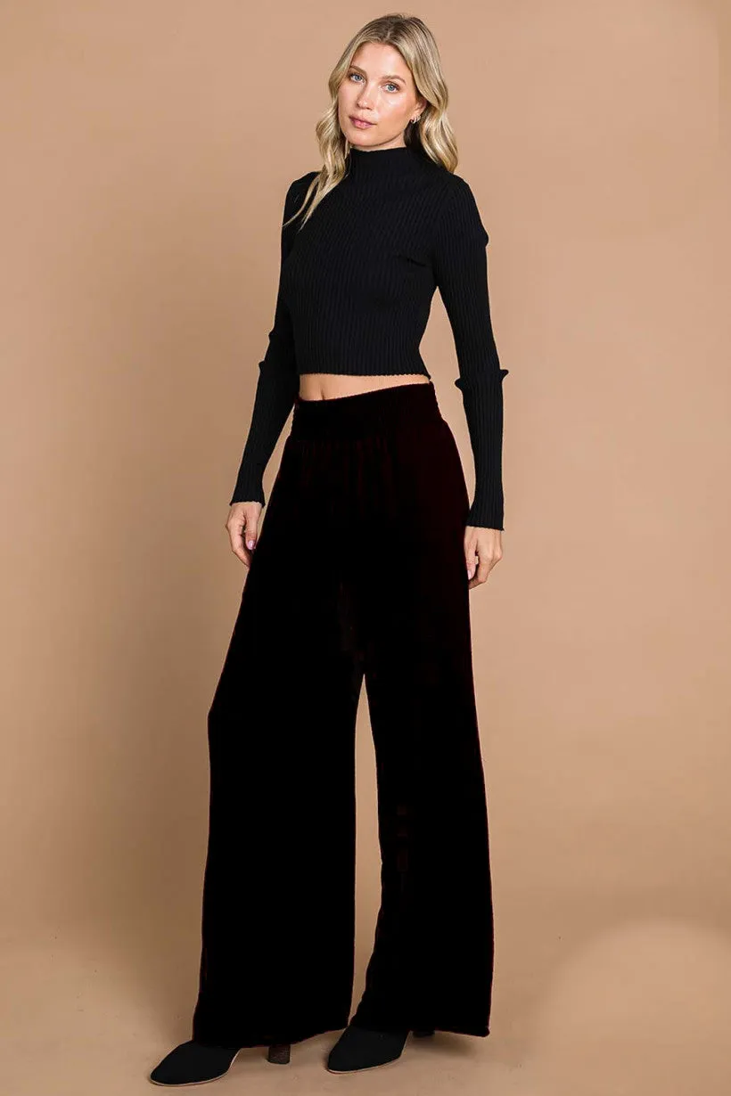 Smocked Waist Air Flow Pants - Black