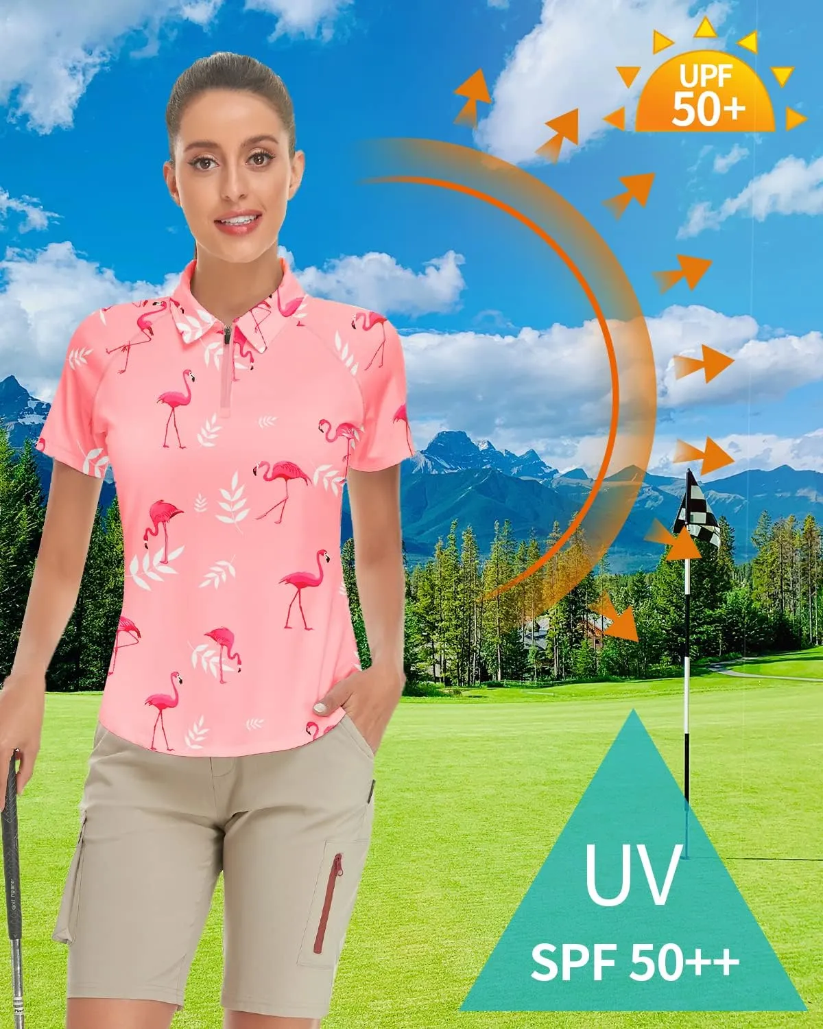 Soneven Women's Long Sleeve Golf Polo Shirts Moisture Wicking Quick Dry Half-Zip Pullover Athletic Workout Striped Tops