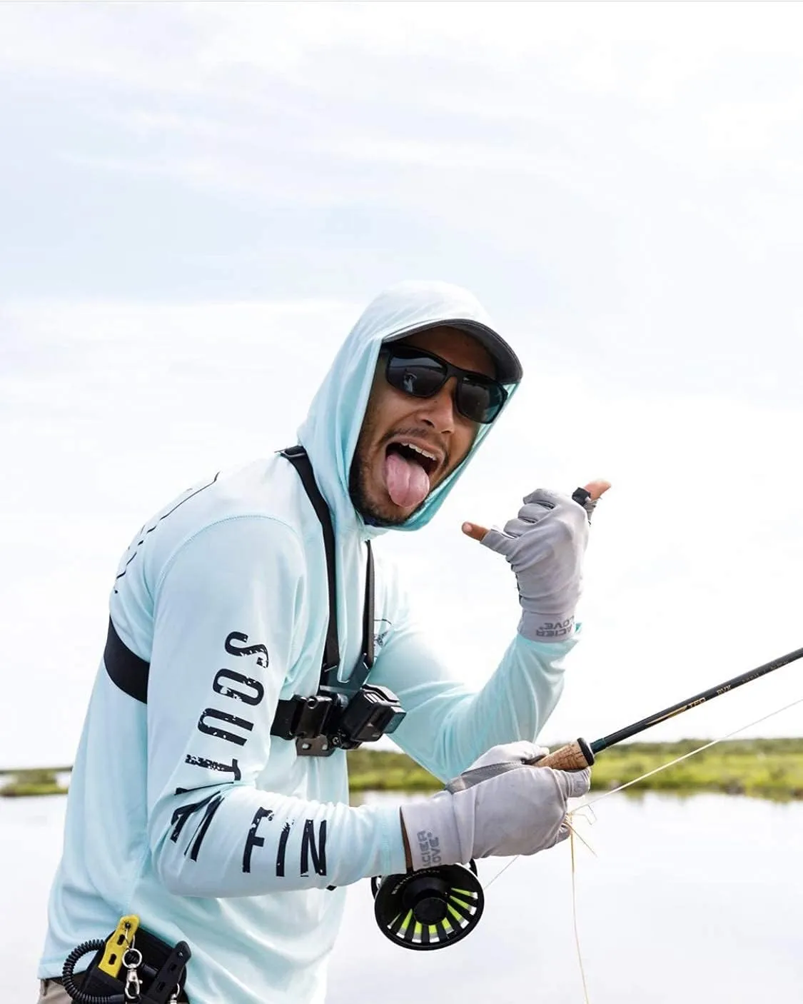 Southern Fin Apparel Performance Fishing Hoodie Shirt for Men Women UPF UV 50  Lightweight With Hood