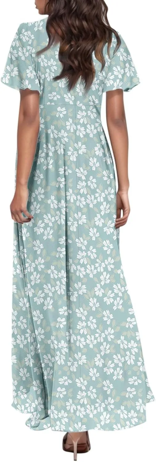 Summer Dress for Women 2025,Swing Flowy Ruffle Hem Casual Chiffon Beach Dresses