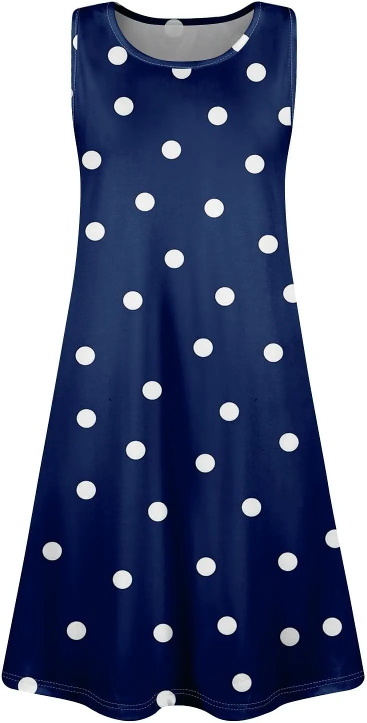 Summer Dresses for Women 2025 Casual Crewneck Sleeveless Sundresses Boho Tank Dress Beach Dresses with Pockets