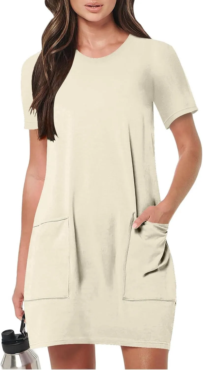 Summer Dresses for Women 2025 Summer Mini Dress Short Sleeve Loose Flowy Fit & Flare Cute