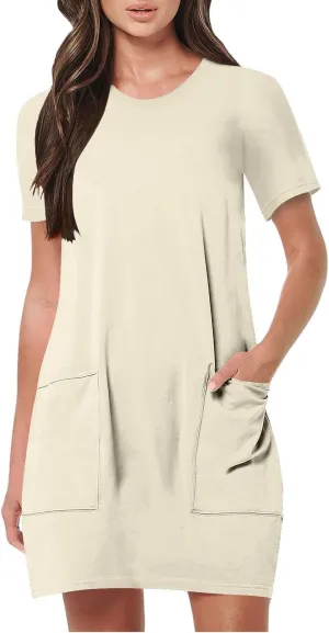 Summer Dresses for Women 2025 Summer Mini Dress Short Sleeve Loose Flowy Fit & Flare Cute