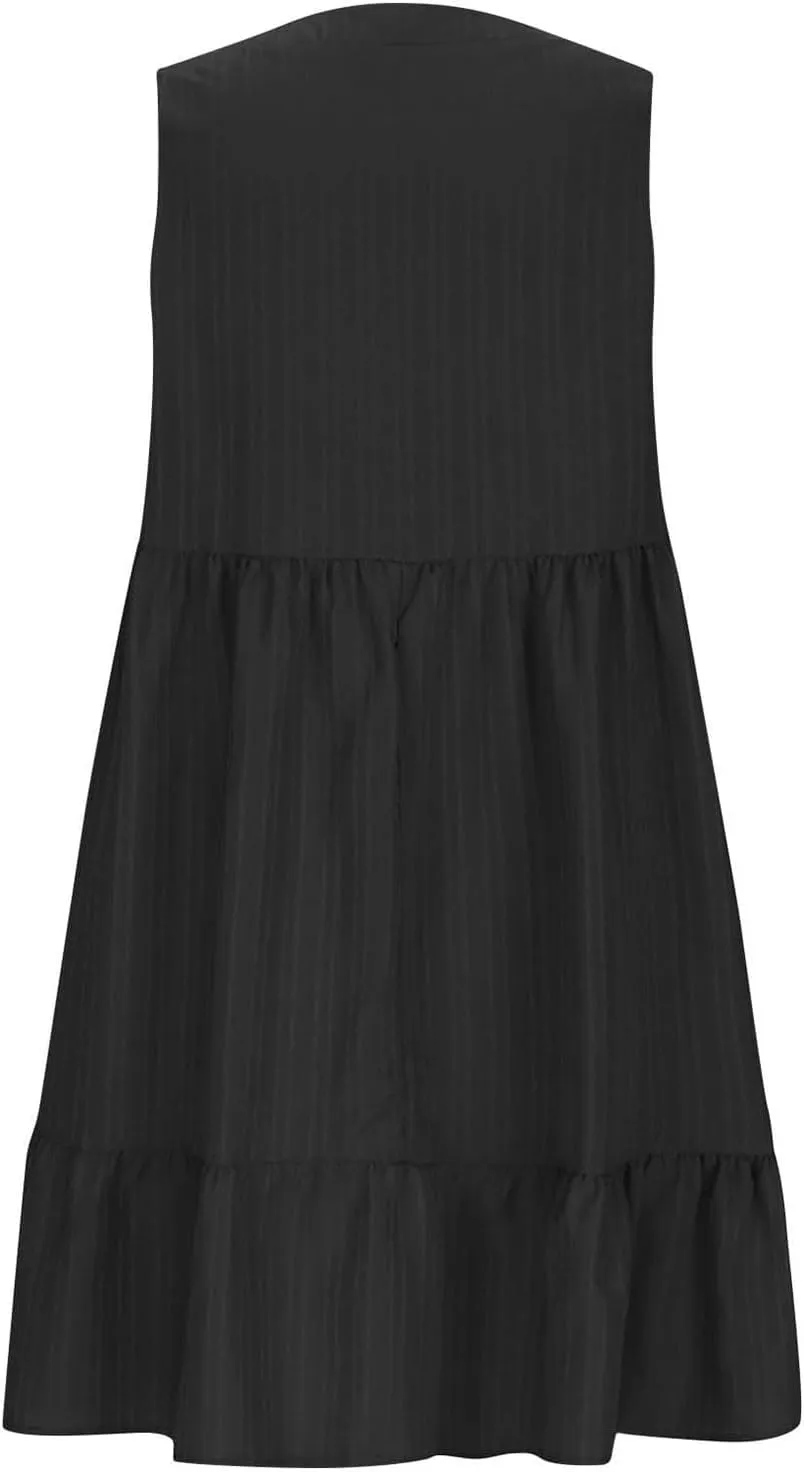 Summer Dresses for Women 2025 V-Neck Mini Dresses Fashion Casual Flowy Boho Ruffle A Line Short Sleeve Dress