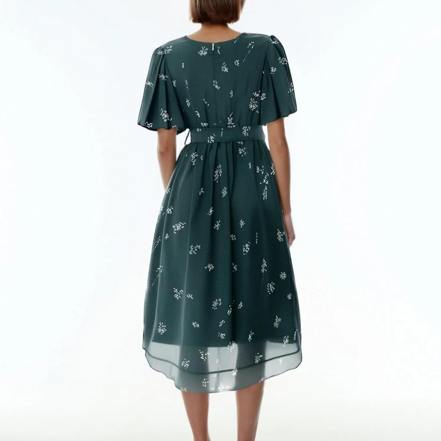 Summer Dresses for Women Boho Floral Printed Chiffon Dresses Elegant V Neck Wedding Prom Cocktail Midi Dress