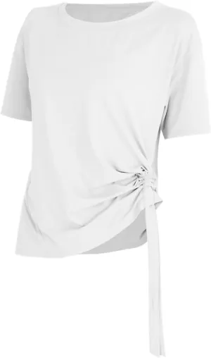 Summer Women Loose Yoga Shirts Short Sleeves Sport T-Shirts Bandage Running Shirt Girls Quick Dry Gym Fitness Tee Tops Sportw