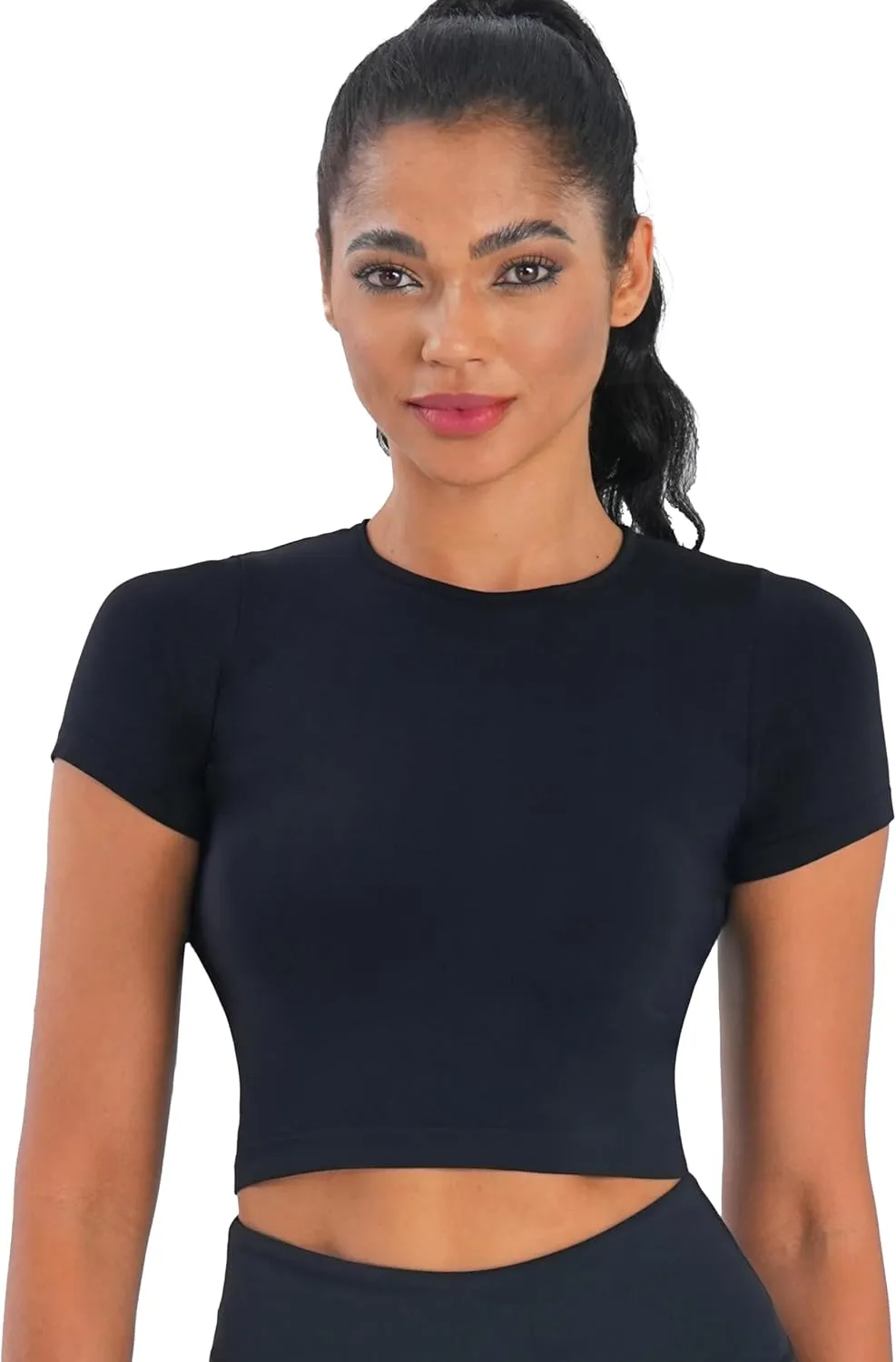 Sunzel Short Sleeve Fitted Basic T Shirts for Women, Soft Crew Neck Basic Crop Tee Cute Trendy Summer Tops Tight Tees