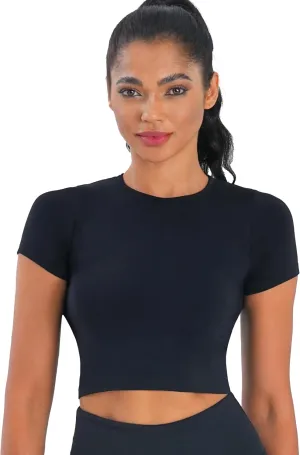 Sunzel Short Sleeve Fitted Basic T Shirts for Women, Soft Crew Neck Basic Crop Tee Cute Trendy Summer Tops Tight Tees