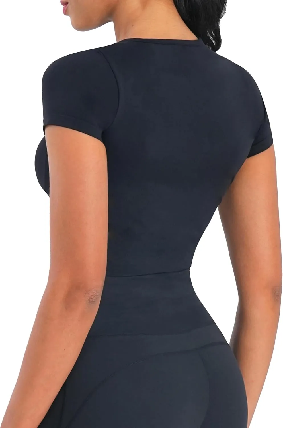 Sunzel Short Sleeve Fitted Basic T Shirts for Women, Soft Crew Neck Basic Crop Tee Cute Trendy Summer Tops Tight Tees
