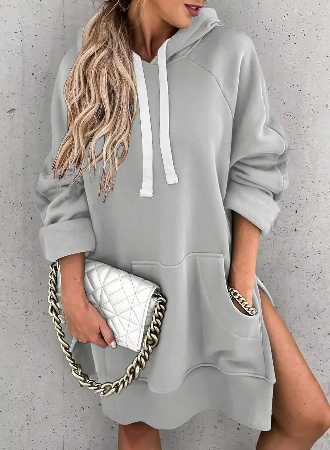 Syellowafter Women Oversized Hoodie Dress Pullover Winter Kangaroo Pocket Sweatshirt Fall Tops Casual Loungewear