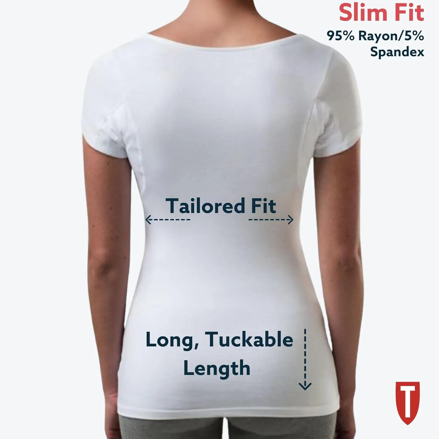 T THOMPSON TEE Women's Sweatproof Undershirt | Deep V Neck | Slim Fit | with Sweat Pads