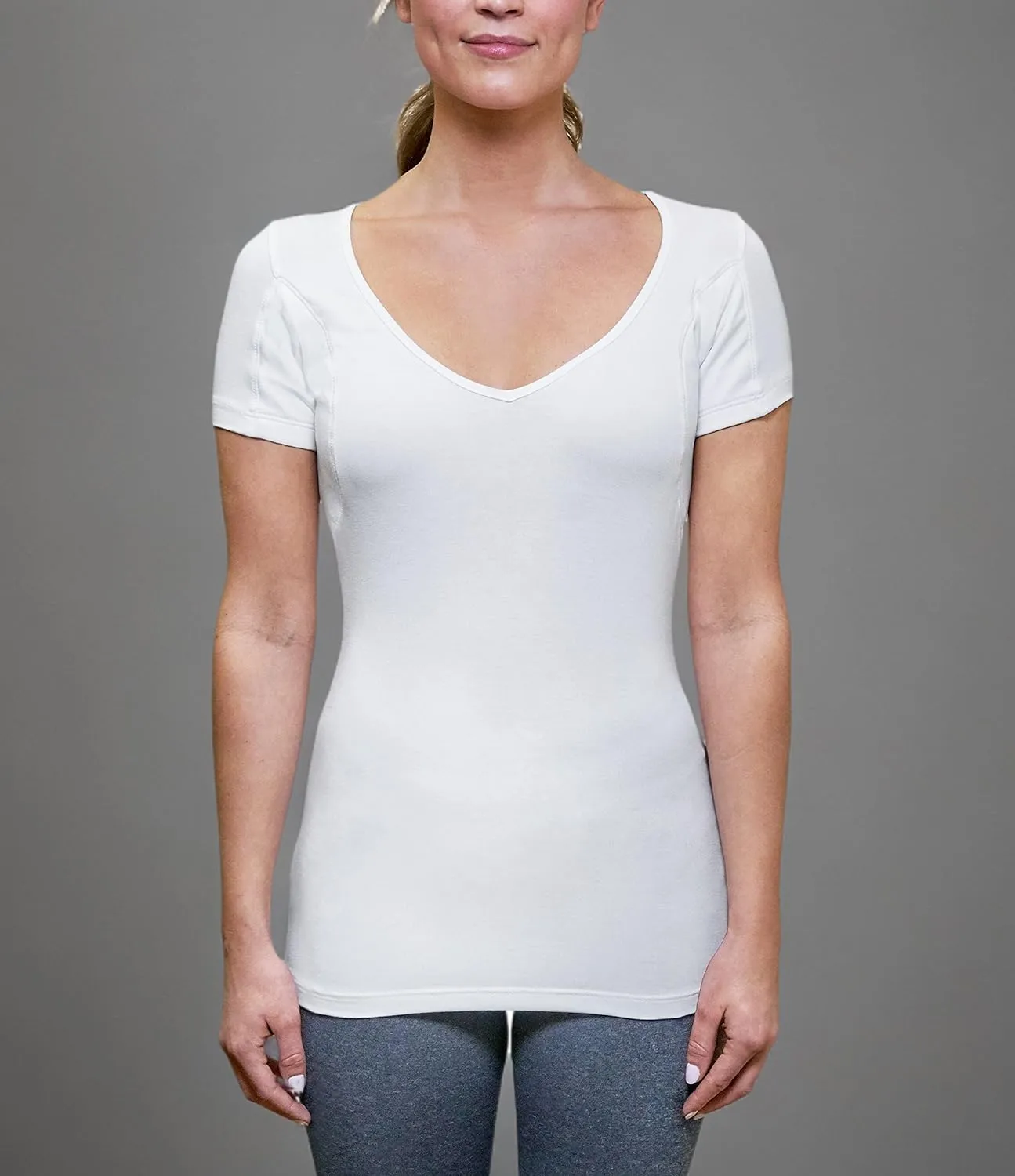 T THOMPSON TEE Women's Sweatproof Undershirt | Deep V Neck | Slim Fit | with Sweat Pads
