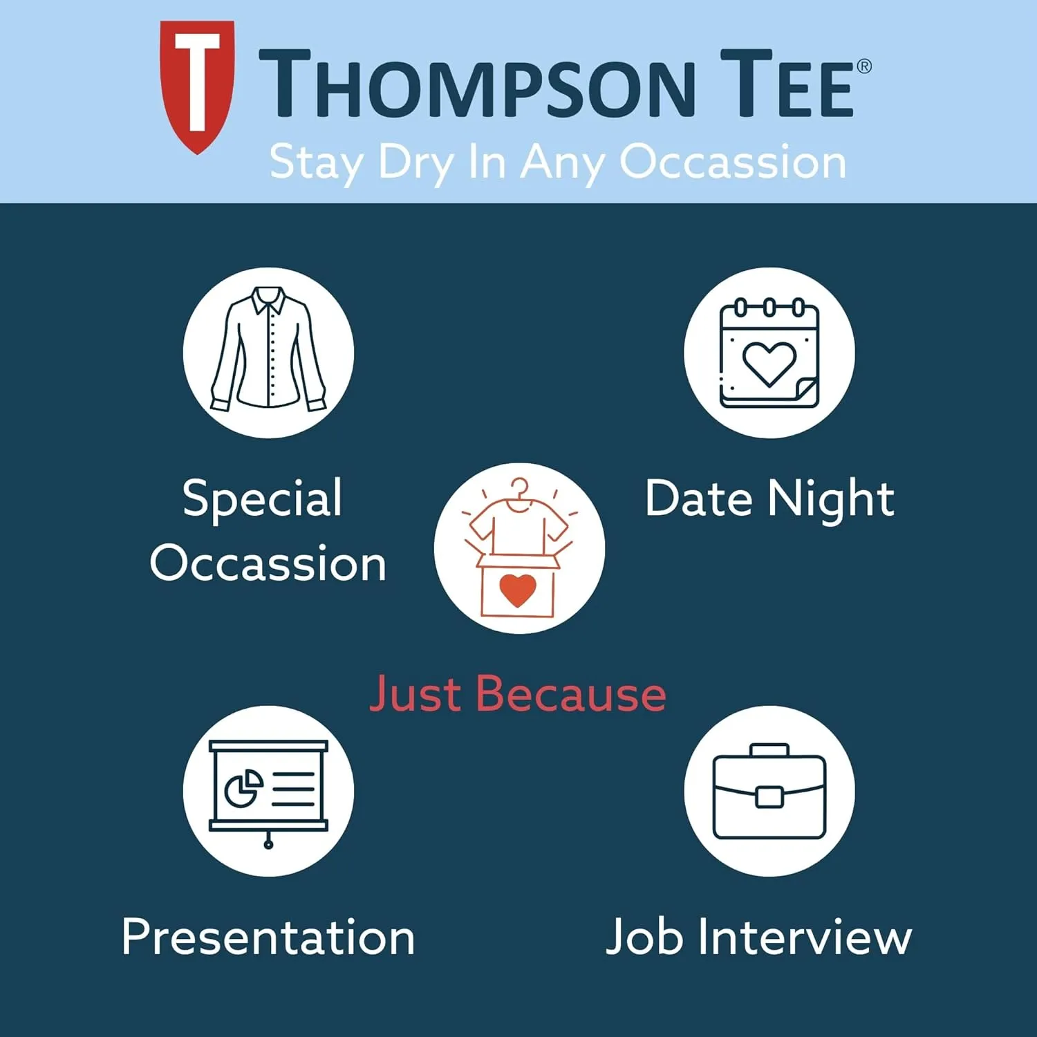 T THOMPSON TEE Women's Sweatproof Undershirt | Deep V Neck | Slim Fit | with Sweat Pads