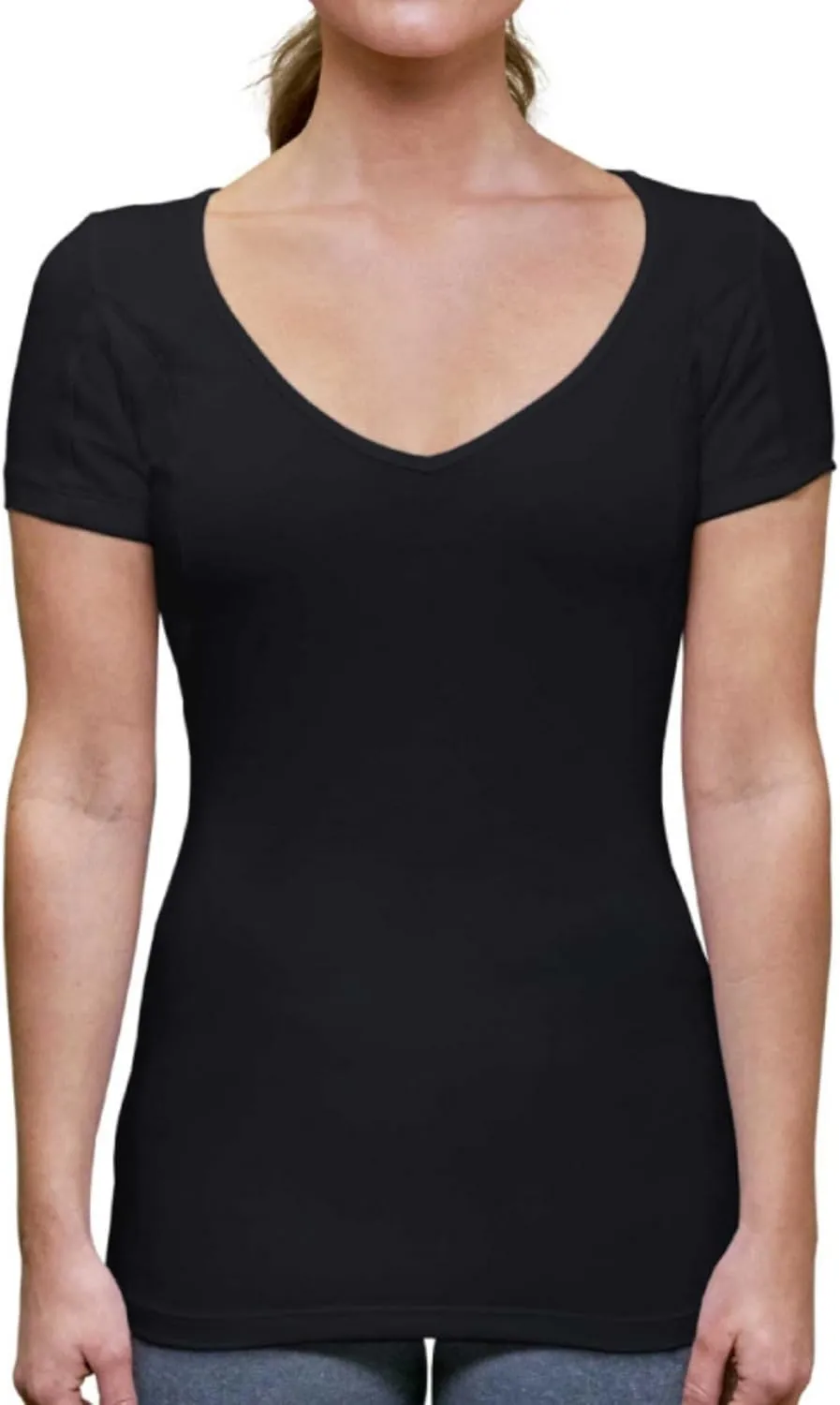 T THOMPSON TEE Women's Sweatproof Undershirt | Deep V Neck | Slim Fit | with Sweat Pads