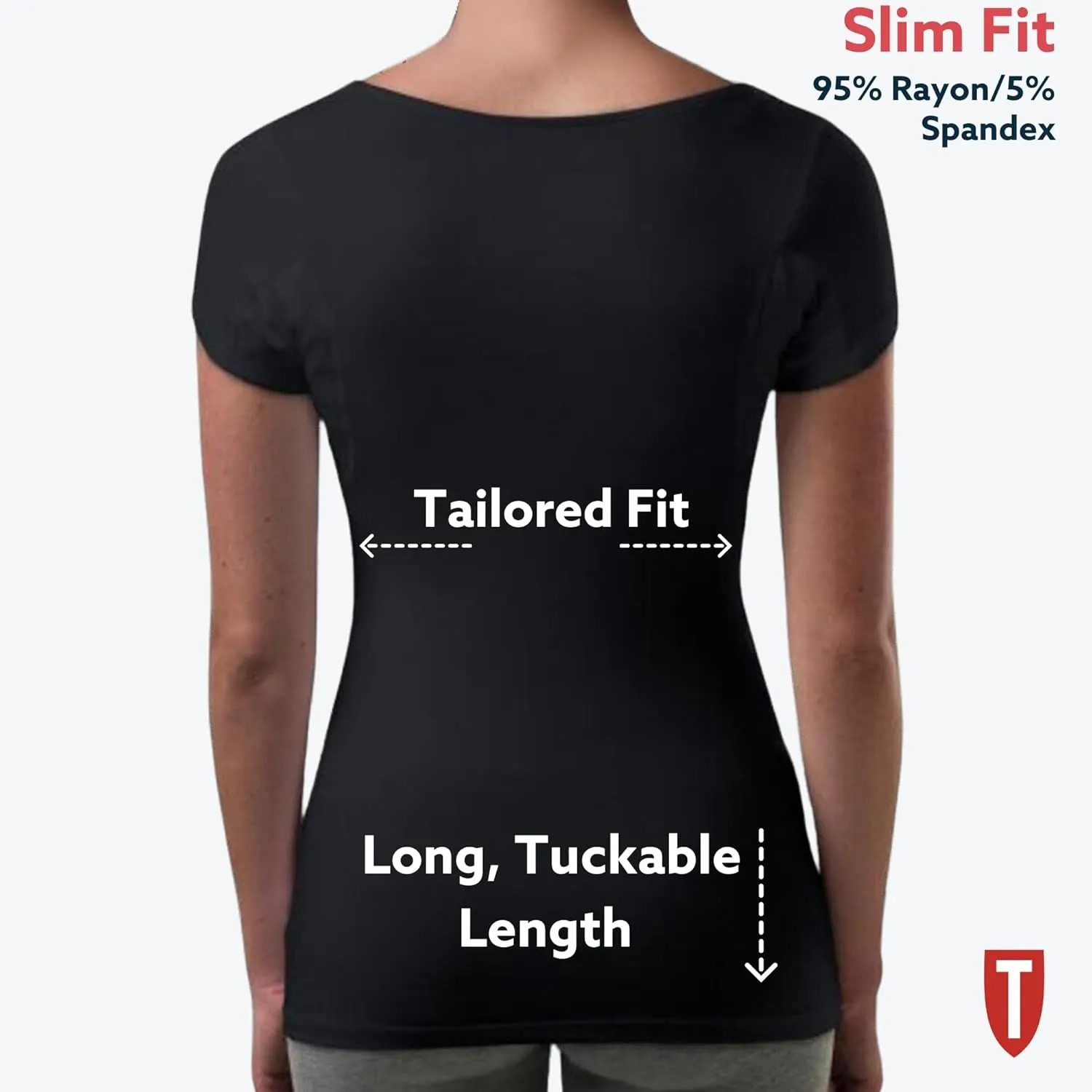 T THOMPSON TEE Women's Sweatproof Undershirt | Deep V Neck | Slim Fit | with Sweat Pads