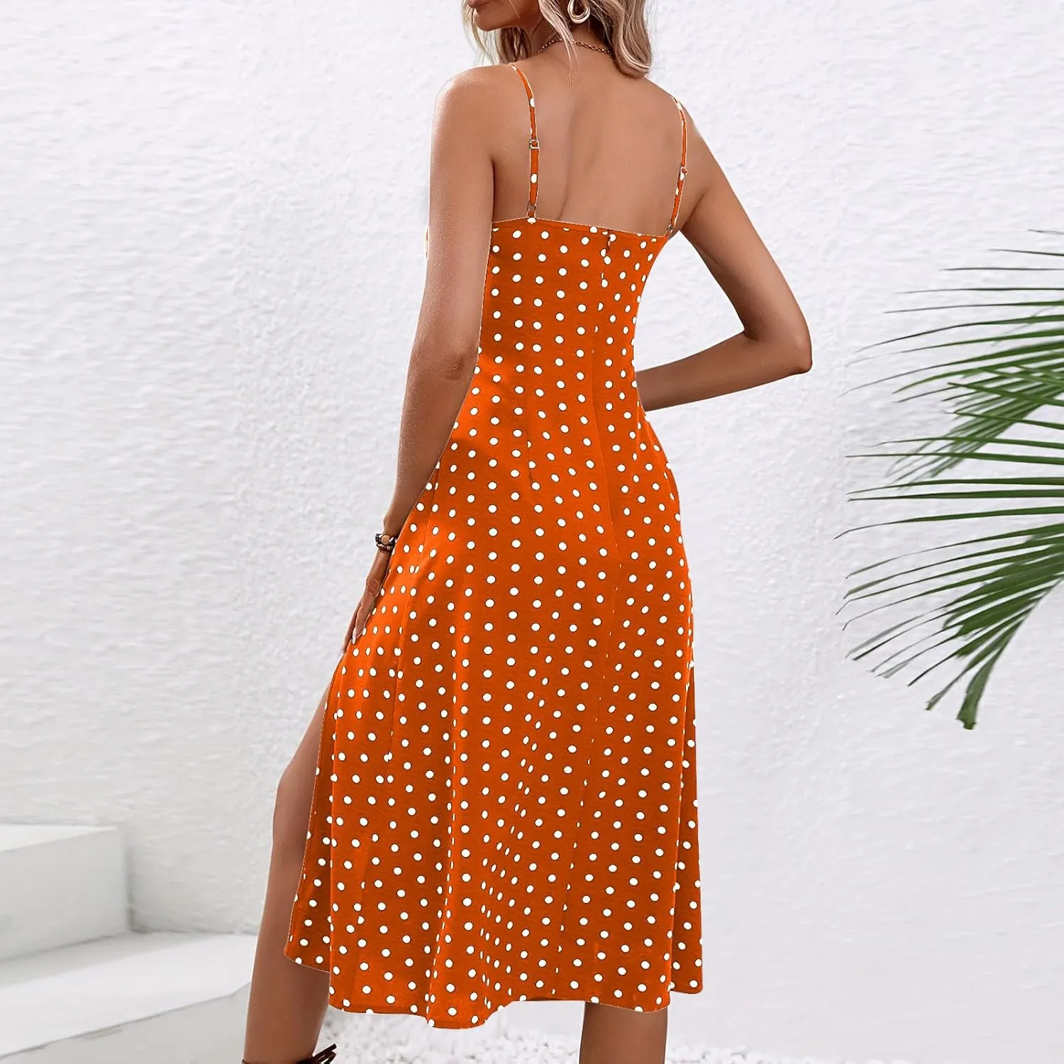 TANGNADE Summer Dresses for Women 2025 Vacation Beach Spaghetti Straps Square Neck Ladies Midi Dress Wedding Guest Dress