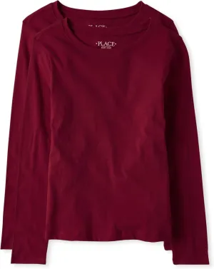The Children's Place girls Long Sleeve Basic Layering T shirt 2 Pack