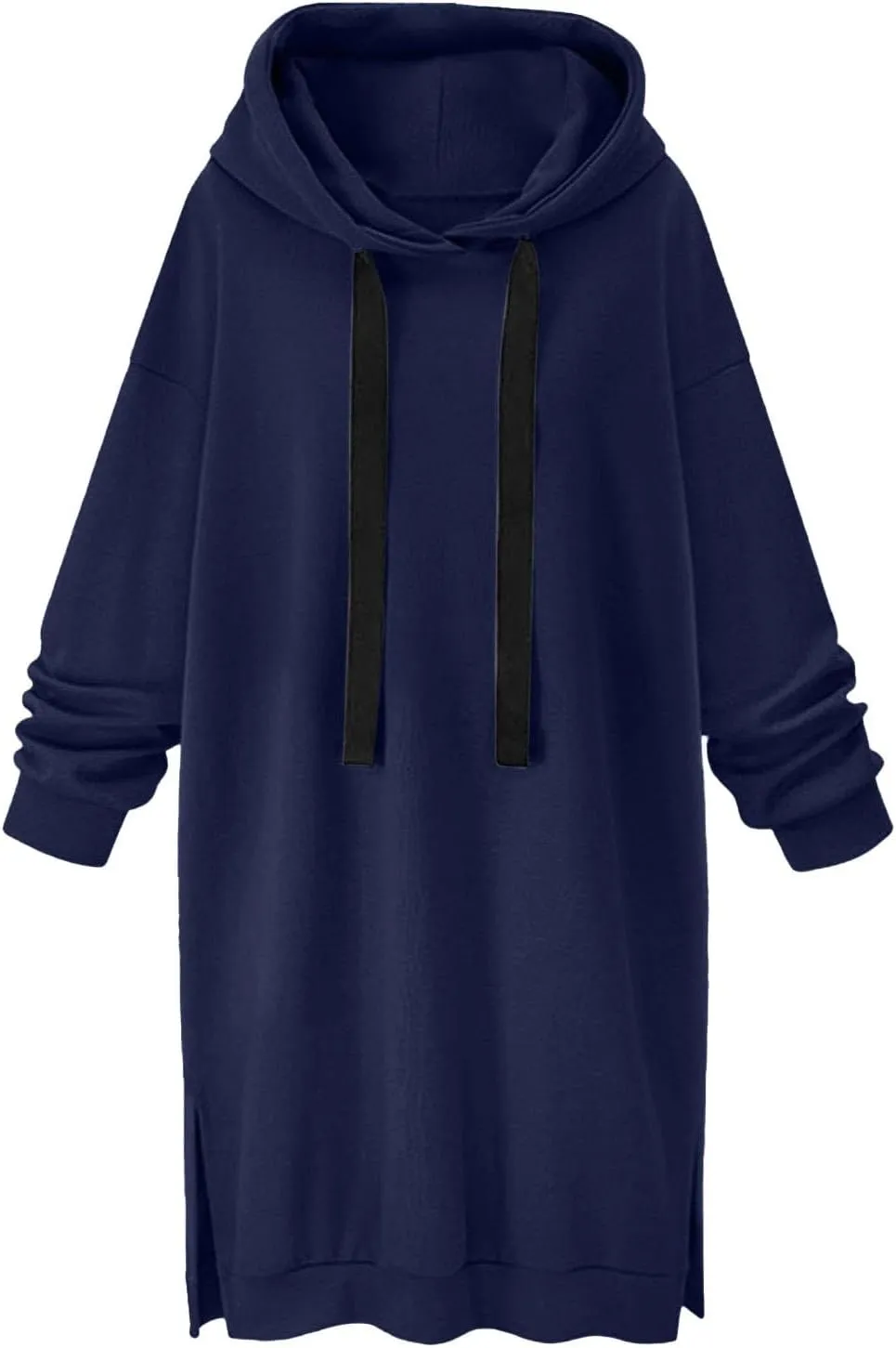 The Warmy Oversized Hoodie,Casual Oversized Hoodie Dress For Women Pullover Long Sweatshirt Split Hem With Pockets