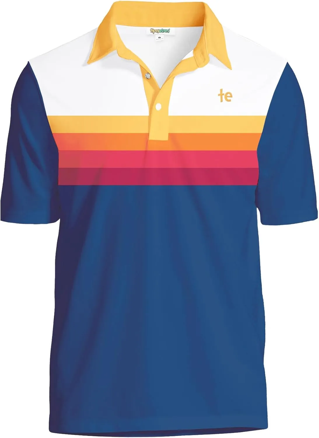 Tipsy Elves Men's Athletic Fit Golf Polo Shirt - Performance Golf Shirt for Men w/ 4-Way Stretch Moisture Wicking Fabric