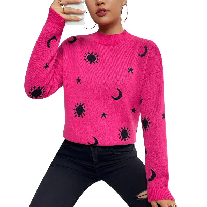 Trendy Casual Skull Sweater for Women - Stylish Jacquard Design"