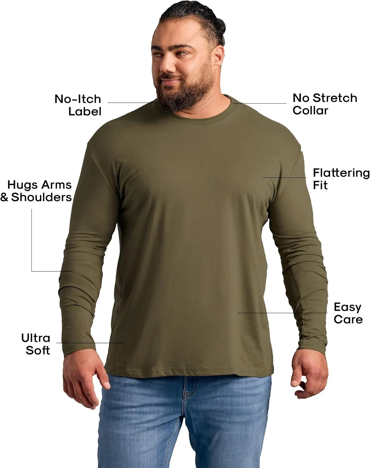 True Classic Mens Long Sleeve Tee Shirts - Classic Henley & Crew Neck Long Sleeve T Shirt - Regular and Tall Thermal Shirts