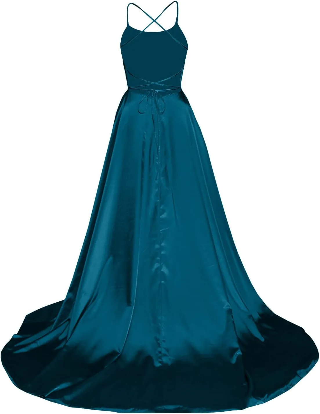 TWGONE Prom Dresses for Women 2025 Spaghetti Straps Formal Party Maxi Dress Satin Evening Gowns with Pockets